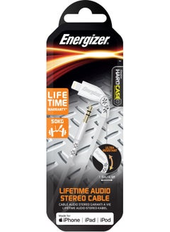 Energizer C41 Lightning To 3.5Mm Audio Cable 5Ft| HiFi Stereo Sound, Lifetime Warranty, MFi Certified, Heavy Duty, For Apple iPhone 14/13/12/11/X Pro Max Mini Plus, iPads White  - Image 3
