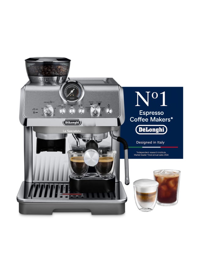 De'Longhi Cold Brew Coffee Machine La Specialista Arte Evo Barista Espresso Machine With Built-In Grinder, Cold Extraction Technology, My Latte Art And Active Temperature Control 1.5 L 1550 W EC9255.M Metal - Image 1