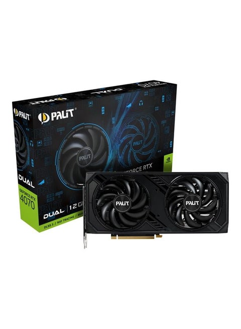 بطاقة رسومات NVIDIA GeForce RTX™ 4070 Dual 12GB GDDR6X 5888 CUDA Cores 2475 MHz Boost Clock 21Gbps 192bits Interface PCI Gen 4 DP 1.4ax3 HDMI 2.1a x1