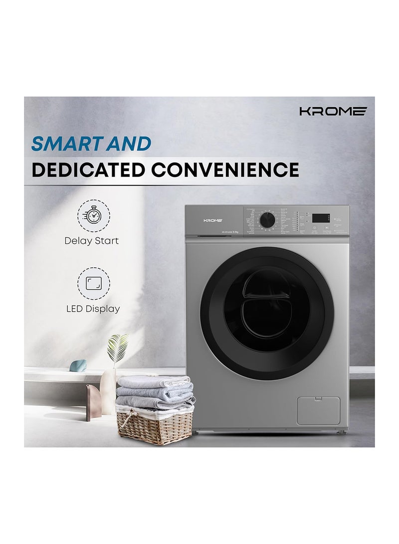 Krome - 6 Kg Front Load Washing Machine, 1000 RPM with LED Display With Universal Motor 6 kg KR-WFL60SS Titanium - Image 1