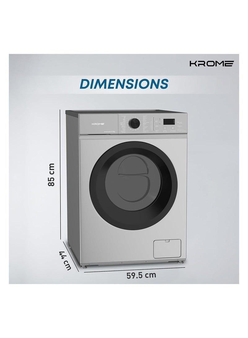 Krome - 6 Kg Front Load Washing Machine, 1000 RPM with LED Display With Universal Motor 6 kg KR-WFL60SS Titanium - Image 1