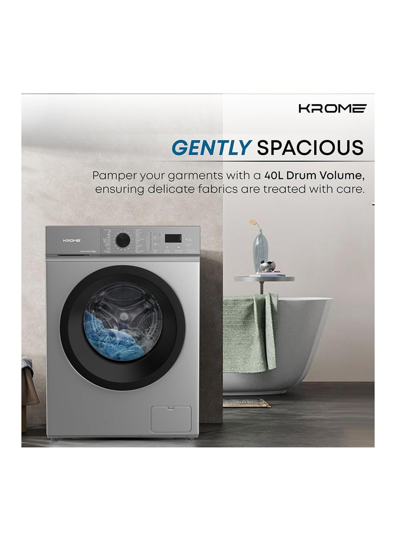 Krome - 6 Kg Front Load Washing Machine, 1000 RPM with LED Display With Universal Motor 6 kg KR-WFL60SS Titanium - Image 1