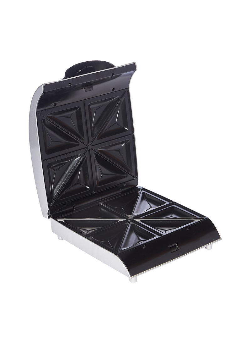 Sandwich Maker, Deep Fill 4 Slice, Non Stick Heating Plates for Easy Cleaning 1200 W ADST368-V Silver