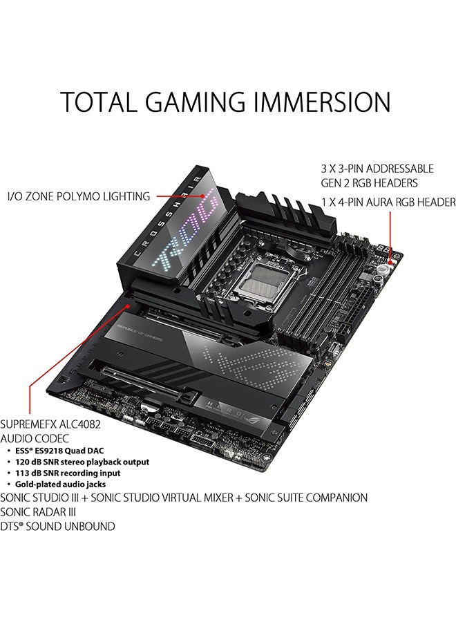 ASUS - Rog Crosshair X670E Hero ATX DDR5 Motherboard, AM5 Socket, AMD X670 Chipset, 128GB DIMM Max Memory, PCIe 5.0 Slot, Intel 2.5Gb Ethernet, Wifi 6E, M.2 Heatsink, USB Ports | 90MB1BC0-M0EAY0 Black - Image 1