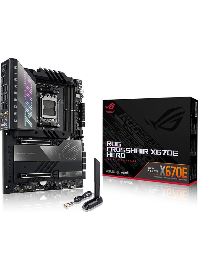 ASUS - Rog Crosshair X670E Hero ATX DDR5 Motherboard, AM5 Socket, AMD X670 Chipset, 128GB DIMM Max Memory, PCIe 5.0 Slot, Intel 2.5Gb Ethernet, Wifi 6E, M.2 Heatsink, USB Ports | 90MB1BC0-M0EAY0 Black - Image 1