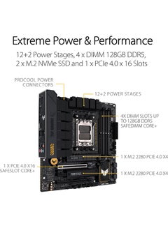 ASUS TUF GAMING B650M-PLUS Micro-ATX AMD Motherboard, AM5 Socket, AMD B650 Chipset, 4x 2-Channel DDR5 128GB Max, 2x M.2, 1x PCIe 4.0/3.0 x16, 4x SATA 6Gb/s, 1xHDMI/1xDP | 90MB1BG0-M0EAY0 Black  - Image 3