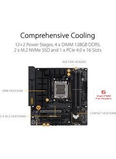 ASUS TUF GAMING B650M-PLUS Micro-ATX AMD Motherboard, AM5 Socket, AMD B650 Chipset, 4x 2-Channel DDR5 128GB Max, 2x M.2, 1x PCIe 4.0/3.0 x16, 4x SATA 6Gb/s, 1xHDMI/1xDP | 90MB1BG0-M0EAY0 Black  - Image 4