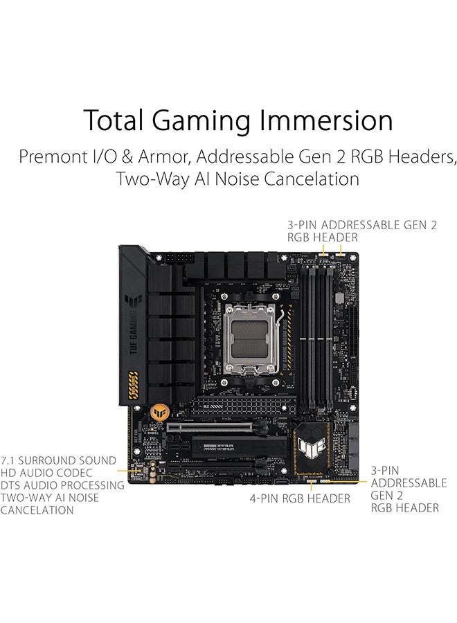 ASUS TUF GAMING B650M-PLUS Micro-ATX AMD Motherboard, AM5 Socket, AMD B650 Chipset, 4x 2-Channel DDR5 128GB Max, 2x M.2, 1x PCIe 4.0/3.0 x16, 4x SATA 6Gb/s, 1xHDMI/1xDP | 90MB1BG0-M0EAY0 Black  - Image 5