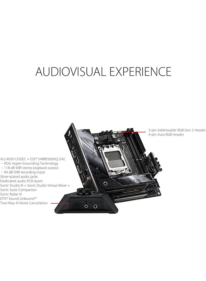 ASUS Rog Strix X670E-I Gaming Wifi Mini-ITX Motherboard, AMD AM5 Socket, AMD X670 Chipset, 2xDIMM, Max 64GB DDR5, WiFi 6E 6GHz, 2xM.2 Slots,1xPCIe 5x16, 1x HDMI/2xUSB4 | 90MB1B70-M0EAY0 Black  - Image 4
