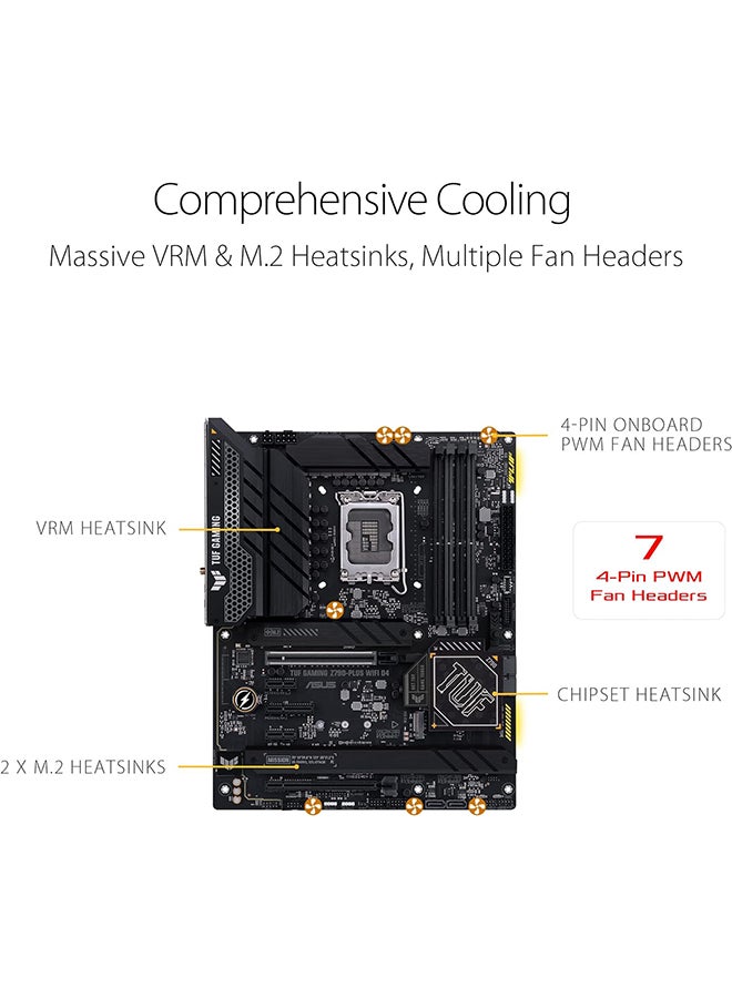 TUF Gaming Z790-Plus WiFi D4 LGA 1700(Intel®12th&13th Gen) ATX Gaming Motherboard(PCIe 5.0, DDR4,4xM.2 Slots,16+1 DrMOS, WiFi 6,2.5Gb LAN, Front USB 3.2 Gen 2 Type-C®, Thunderbolt 4/USB4) Black