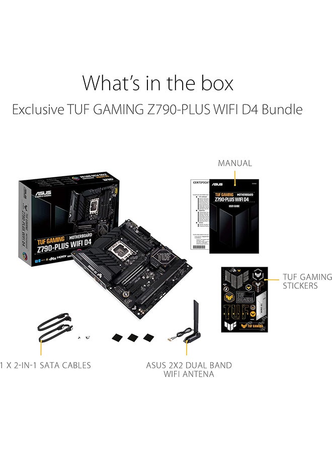 TUF Gaming Z790-Plus WiFi D4 LGA 1700(Intel®12th&13th Gen) ATX Gaming Motherboard(PCIe 5.0, DDR4,4xM.2 Slots,16+1 DrMOS, WiFi 6,2.5Gb LAN, Front USB 3.2 Gen 2 Type-C®, Thunderbolt 4/USB4) Black