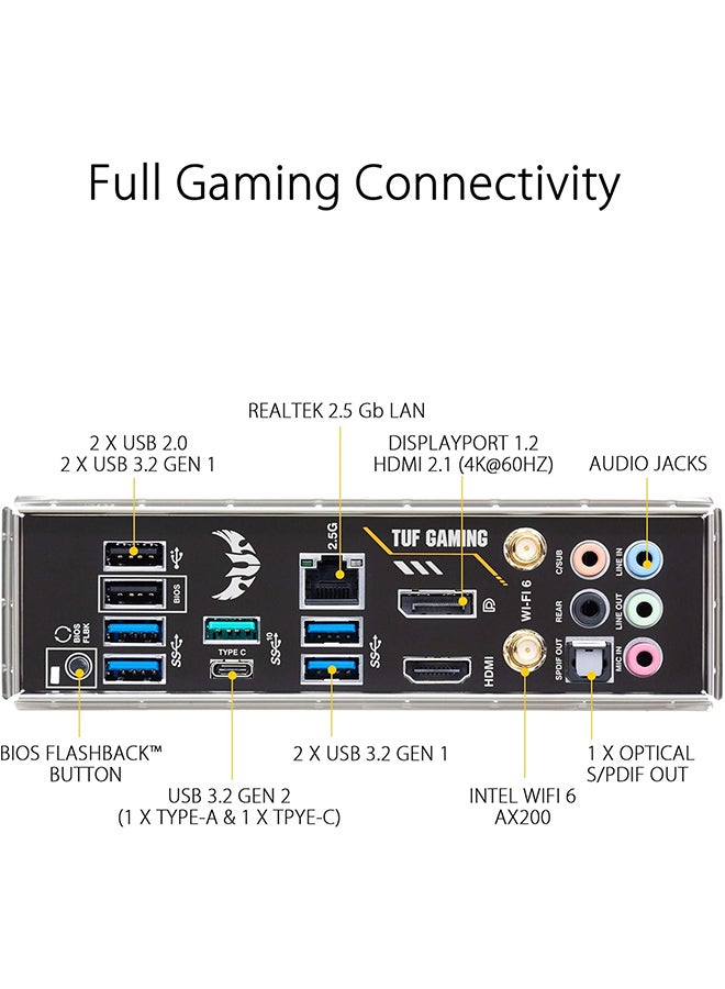 ASUS TUF Gaming B550-PLUS (WI-FI), AMD B550 (Ryzen AM4) ATX motherboard (PCIe 4.0, dual M.2, 10 DrMOS, DDR4 4400, Intel® WiFi 6, 2.5 Gb Ethernet, HDMI, DisplayPort, USB 3.2 Gen 2 Type-A and Type-C) Black - Image 5