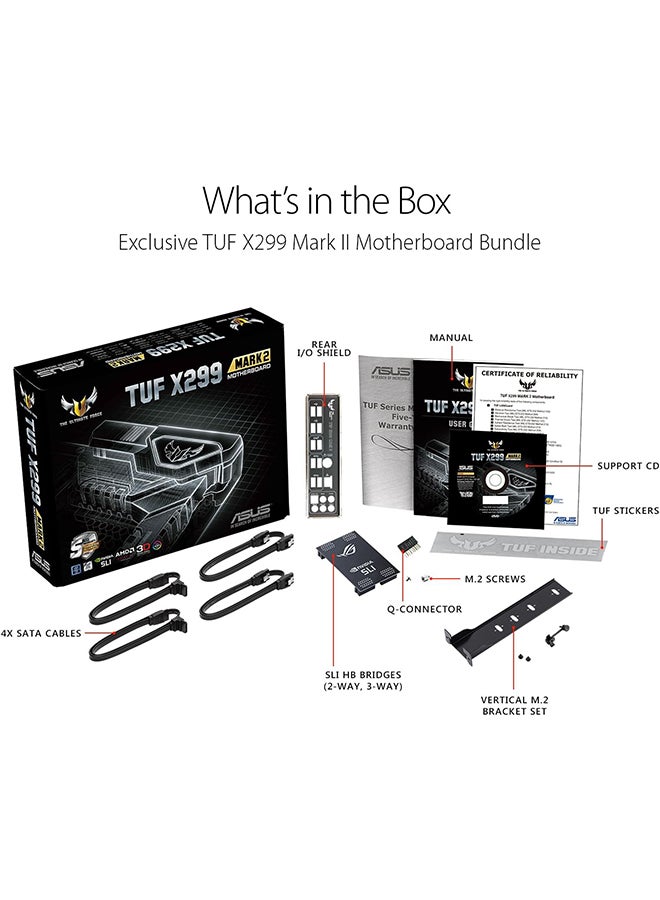 ASUS - TUF X299 MARK 2 (INTEL X299) LGA 2066 ATX motherboard with Thermal Armor, DDR4 4133MHz (OC), dual M.2, Intel VROC support, Intel Optane™ memory-ready, Intel Gigabit LAN, USB 3.1 Gen 2 Black - Image 1