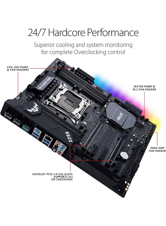 ASUS - TUF X299 MARK 2 (INTEL X299) LGA 2066 ATX motherboard with Thermal Armor, DDR4 4133MHz (OC), dual M.2, Intel VROC support, Intel Optane™ memory-ready, Intel Gigabit LAN, USB 3.1 Gen 2 Black - Image 1