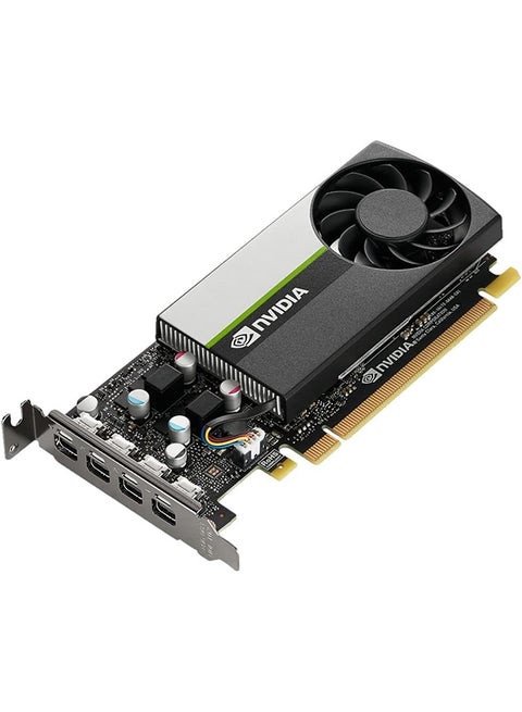 NVIDIA Quadro T1000 Graphics Card, 8GB GDDR6 128-bit Memory, 896 CUDA Cores, 2.50 TFLOPS Peak FP32 Performance, 160 GB/s Mmeory Speed, PCI Express 3.0 x16, 4x mDP, Active Fansink | VCNT1000-8GB-SB Black, Grey