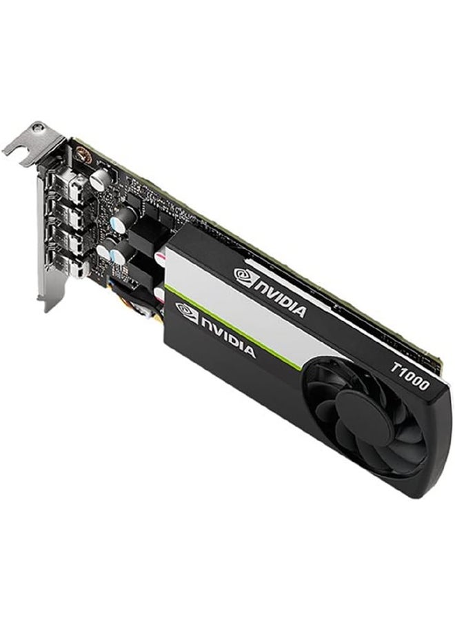 PNY - NVIDIA Quadro T1000 Graphics Card, 8GB GDDR6 128-bit Memory, 896 CUDA Cores, 2.50 TFLOPS Peak FP32 Performance, 160 GB/s Mmeory Speed, PCI Express 3.0 x16, 4x mDP, Active Fansink | VCNT1000-8GB-SB Black, Grey - Image 1
