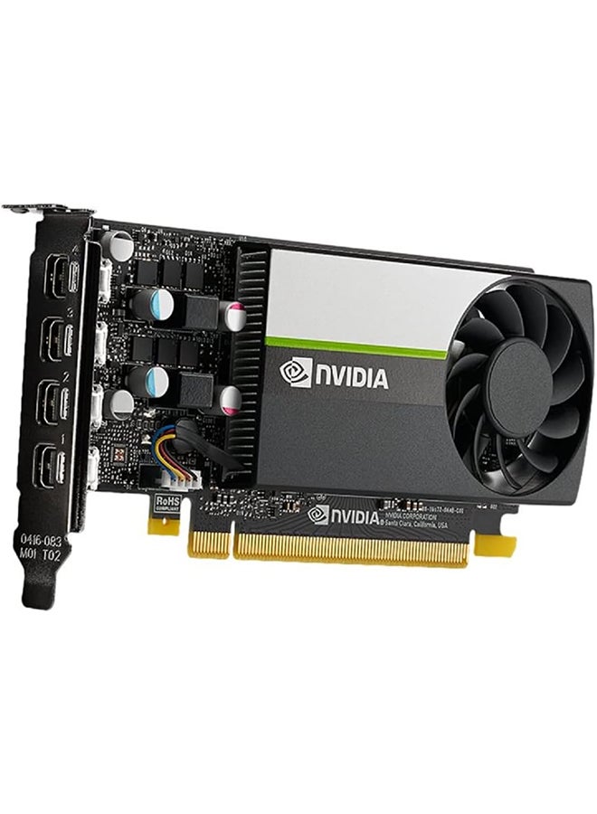 PNY - NVIDIA Quadro T1000 Graphics Card, 8GB GDDR6 128-bit Memory, 896 CUDA Cores, 2.50 TFLOPS Peak FP32 Performance, 160 GB/s Mmeory Speed, PCI Express 3.0 x16, 4x mDP, Active Fansink | VCNT1000-8GB-SB Black, Grey - Image 1