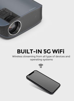 Wownect LED Projector With 120 Inch Screen | 300 ANSI Native 1080P Android 9.0 TV 5G WiFi Full HD Home Theater Video Projector PROJ-WO-74-AN_SCR-04 Black  - Image 3