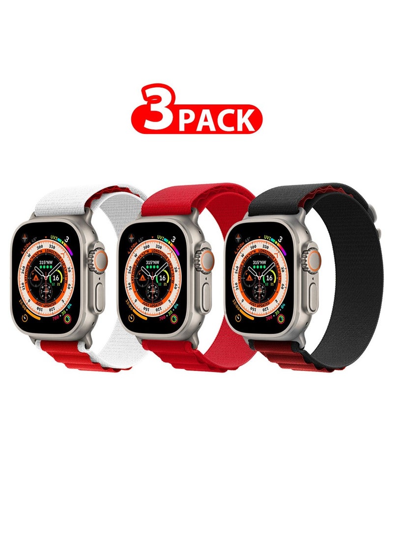 مارجون 3 Pack For Apple Watch Band 49Mm 45Mm 44Mm 42Mm Alpine Loop Band Women Men Adjustable With Metal G-Hook Strap For iWatch Ultra Series SE 8/7/6/5/4/3/2/1 Multicolour Alpine Loop 3 Pack Collection 10 - Image 1