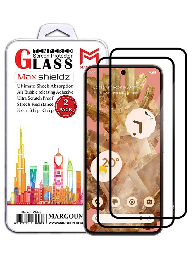 MARGOUN 2 Pack Of Google Pixel 8 Screen Protector 9H Tempered Glass Ultrasonic Fingerprint Unlock Case Friendly HD Tempered Glass Screen Protector Clear - Image 1