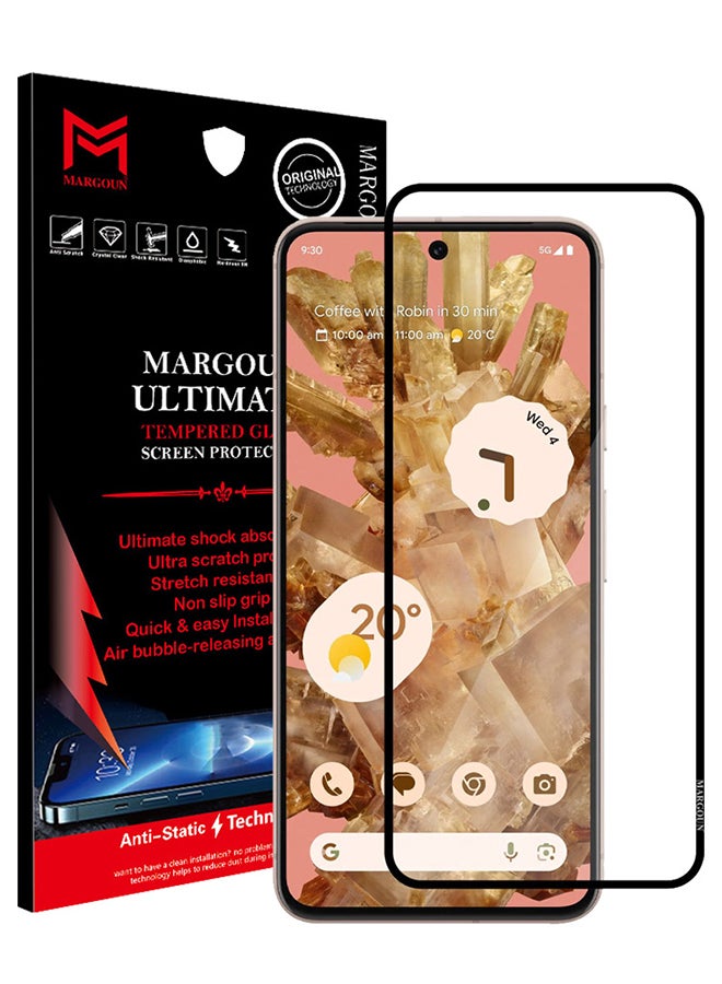 MARGOUN Google Pixel 8 Screen Protector 9H Tempered Glass Ultrasonic Fingerprint Unlock Case Friendly HD Clear Tempered Glass Screen Protector Clear - Image 1