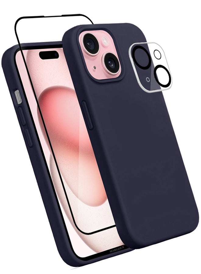 MARGOUN 3 Packs For iPhone 15 Plus Case Screen Protector And Camera Lens Protector Upgrade Defender Silicone Cover Shockproof Anti-Scratch Protective Phone Case Blue  - Image 2