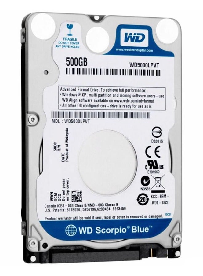 WD - 2.5" Scorpio Blue 5400RPM SATA 9.5Mm Notebook Hd 8Mb Cache 500 GB - Image 1