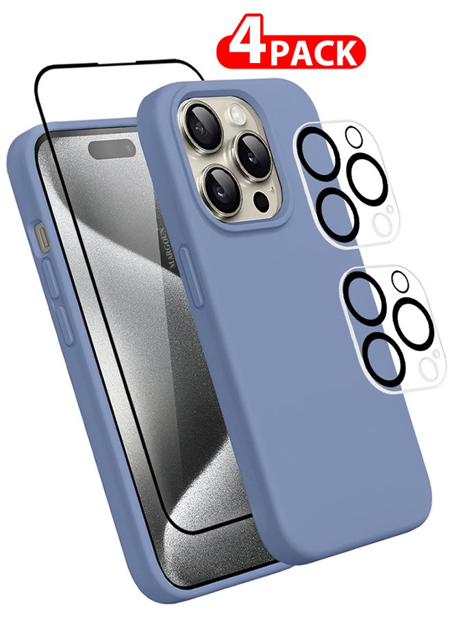 مارجون 4 عبوات لغطاء حماية شاشة آيفون 15 برو و 2 واقي عدسة كاميرا ترقية غلاف سيليكون مدافع مضاد للصدمات ومقاوم للخدوش - Image 1
