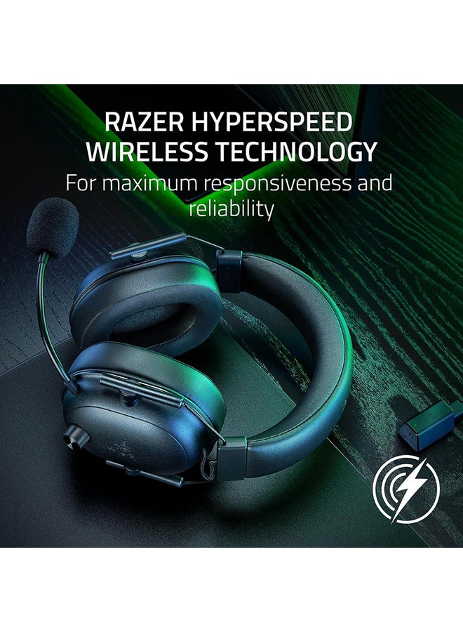 Razer BlackShark V2 HyperSpeed Wireless Gaming Headset, 280g Lightweight, THX Spatial Audio, Bendable Mic, 50mm Drivers, 2.4GHz, Bluetooth or USB, 70 Hr Battery w/USB Type C Charging - Black