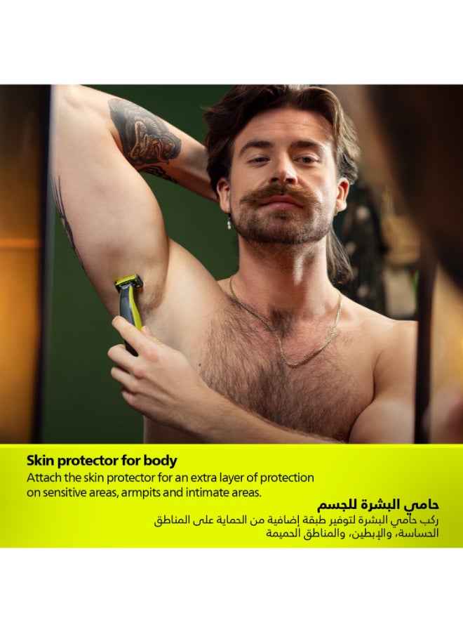 Philips OneBlade Replacement Blades QP630/51,Trim, Edge & Shave Any Length of Hair,3 Original Blades + 1 Body Kit,Fits All OneBlade Handles, Wet & Dry Use QP630/51Green/Silver - Image 3