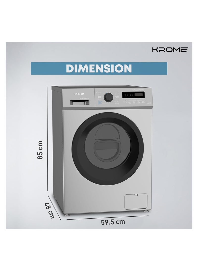 Krome - 7 KG Front Loading Washing Machine, 1400 RPM with LED Display With BLDC Inverter Motor 7 kg KR-WFL70SSI Titanium - Image 1