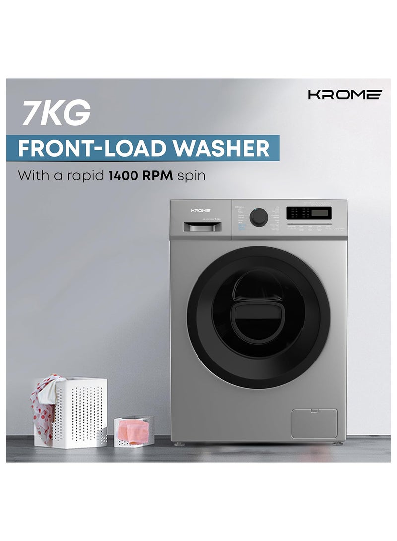 Krome - 7 KG Front Loading Washing Machine, 1400 RPM with LED Display With BLDC Inverter Motor 7 kg KR-WFL70SSI Titanium - Image 1