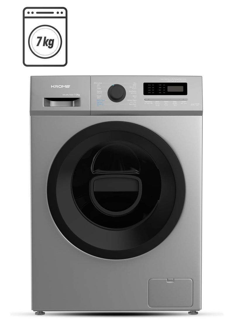 Krome - 7 KG Front Loading Washing Machine, 1400 RPM with LED Display With BLDC Inverter Motor 7 kg KR-WFL70SSI Titanium - Image 1