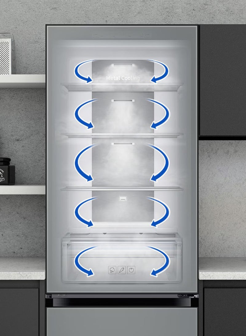 Samsung - 350L Gross Capacity - 328L Net Capacity, Bottom Mount Refrigerator, Bespoke, No Frost, Power Cool/Freeze, All Around Cooling RB33A300405/AE Cotta Charcoal - Image 1