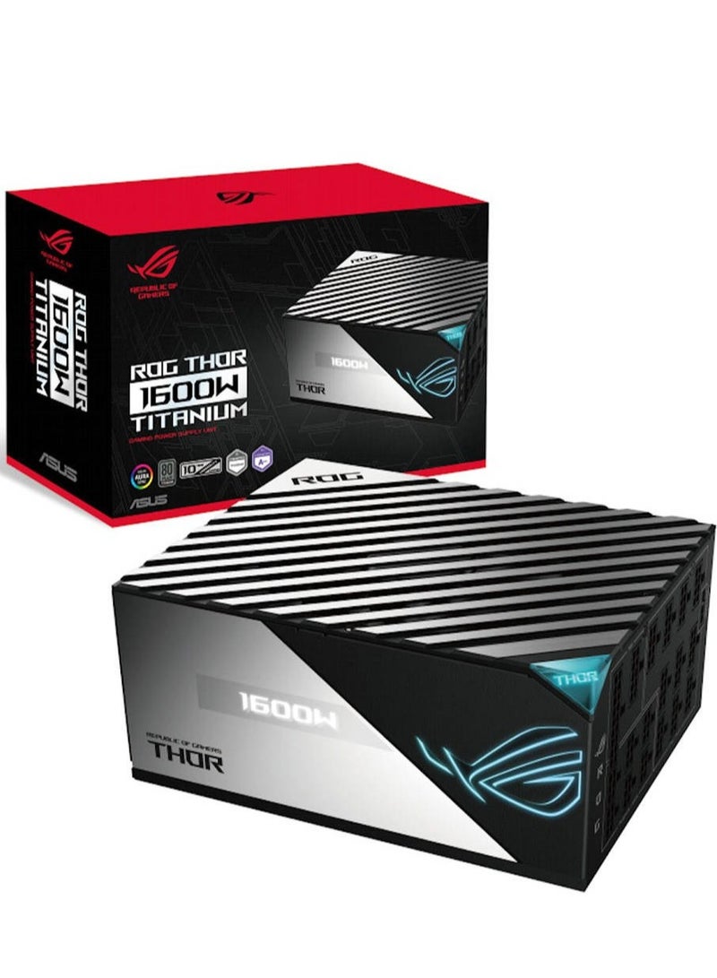 ASUS - Rog Thor 1600W ATX Power Supply Unit, With Aura Sync & OLED Display, 1600W Power, 80 Plus Titanium Certification, 135mm PWM Fan, 0dB Cooling, Modular Black - Image 1