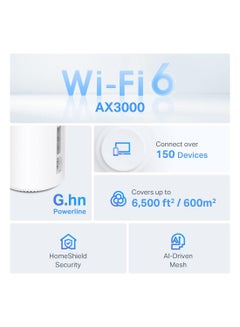 TP-LINK Deco Powerline Mesh WiFi 6 System (Deco PX50), Covers up to 6,500 sq.ft, Replaces Routers and Extenders, Signal Through Walls and Floors, Compatible with Alexa and Google Home, 3-Pack White  - Image 2