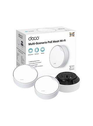 Deco X50-PoE AX3000 Whole Home Mesh Wi-Fi 6 System with PoE, Dual-Band, AI-Driven Mesh, cover up to 6,500 ft2, Connect up to 150 devices, 1.0 GHz Dual-Core CPU, HomeShield, Pack of 3 White - pnsku/N70019357V/45/_/1698914202/f9a67c99-6343-497b-9b52-f45eff6bc716