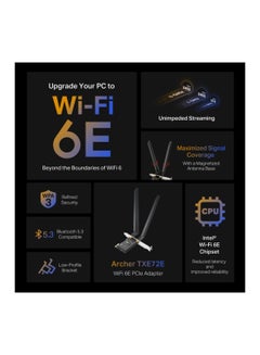 TP-LINK AXE5400 Wi-Fi 6E Bluetooth 5.2 PCIe Adapter Black  - Image 2