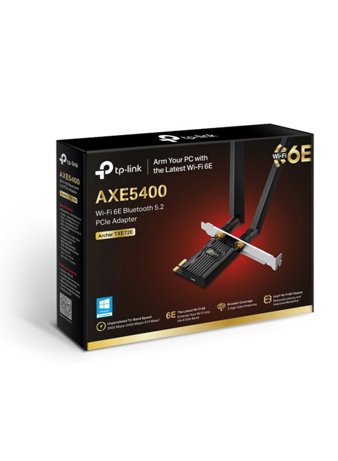 TP-LINK - AXE5400 Wi-Fi 6E Bluetooth 5.2 PCIe Adapter Black - Image 1