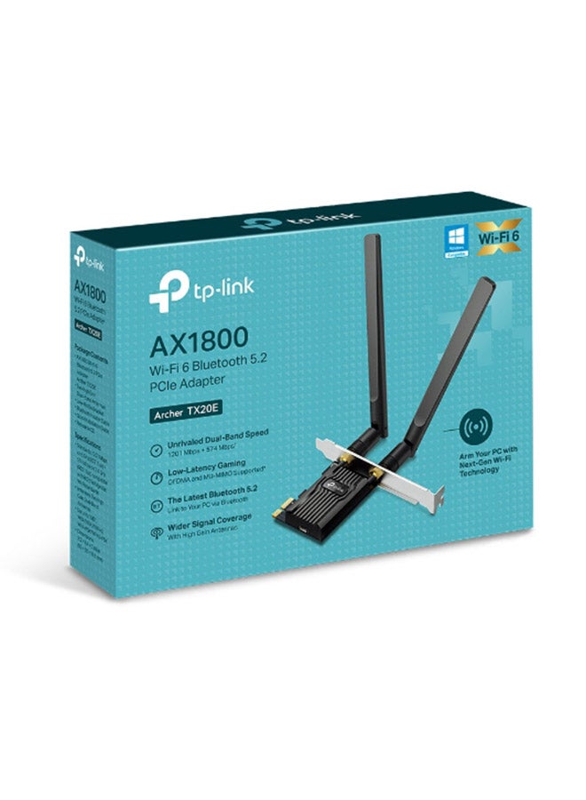 TP-LINK - AX1800 Wi-Fi 6 Bluetooth 5.2 PCIe Adapter Black - Image 1