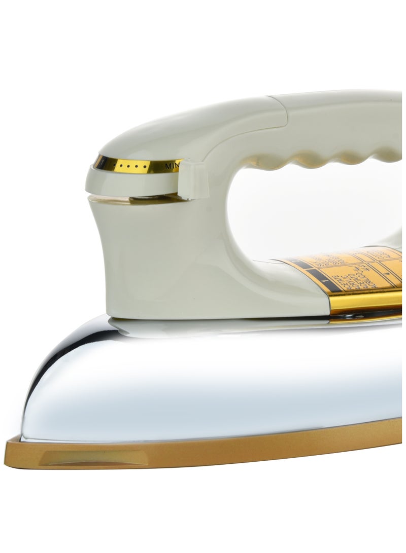 Heavy Iron - Gold Ceramic Coated Soleplate | Overheat Safety Protection With Easy Temperature Settings | Heavy Iron Box Suitable For All Fabrics 1200 W SHI-6020 Off White/Gold - pnsku/N70019375V/45/_/1698460261/3f5e541c-9a33-4096-883d-105da56c1337