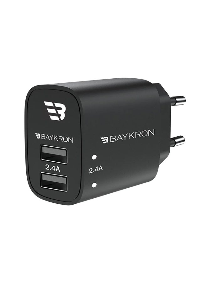 بايكرون Wall Charger With Dual 2.4A USB Port 12W Black - Image 2