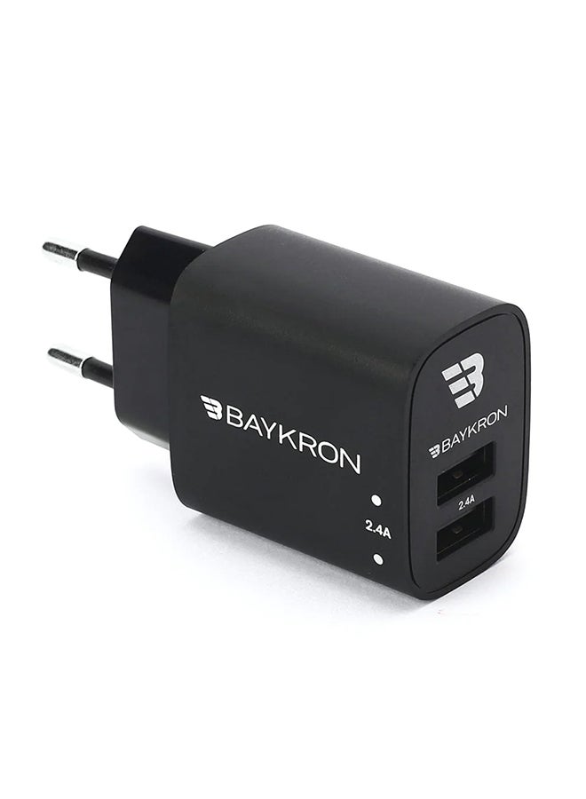 بايكرون Wall Charger With Dual 2.4A USB Port 12W Black - Image 4