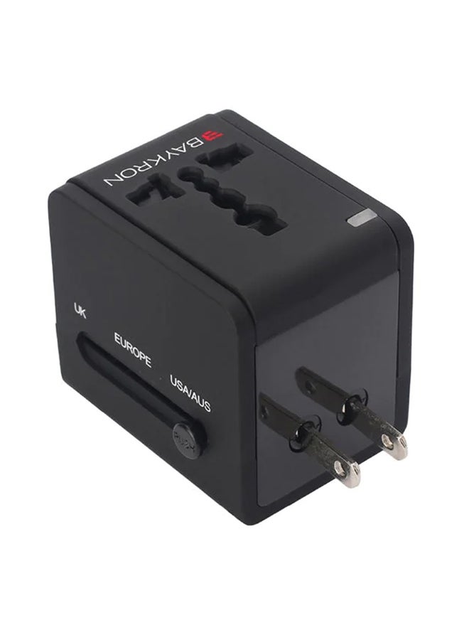 Baykron 2.5A Universal World Travel Adapter With Dual USB Charging Port Black  - Image 5