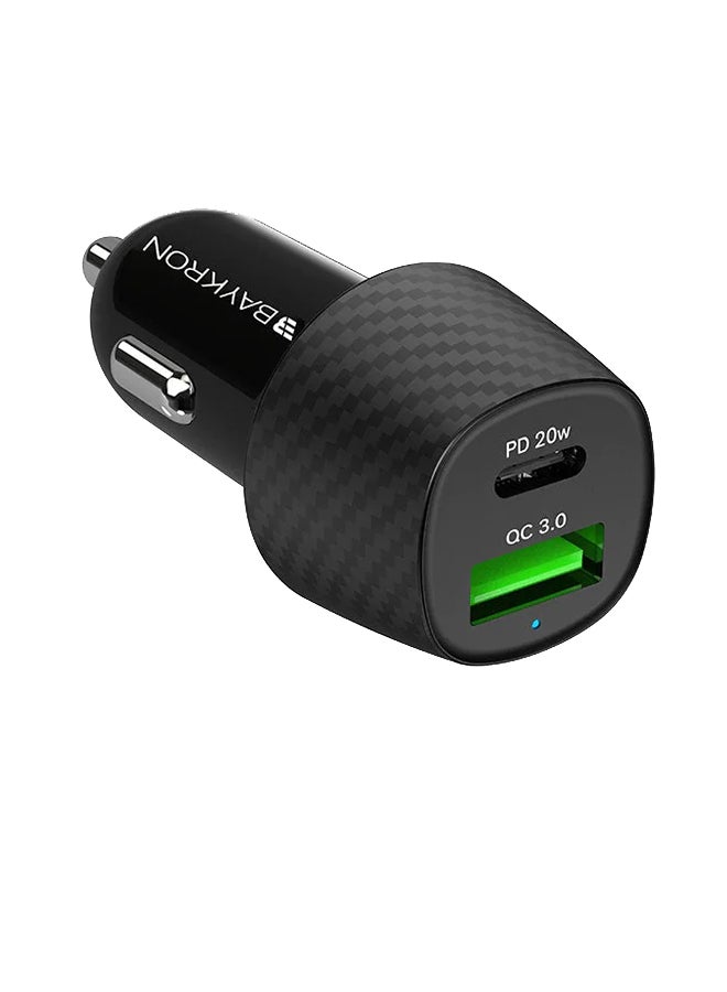 Baykron Smart Car Charger With 3 Charging Ports 20W Black - Image 1