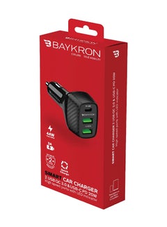 Baykron Smart Car Charger With 3 Charging Ports 20W Black  - Image 5