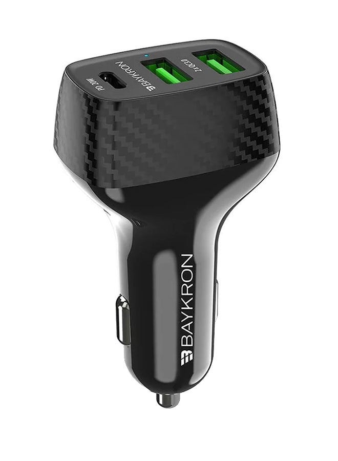 Baykron Smart Car Charger With 3 Charging Ports 20W Black - Image 3