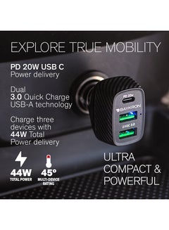 Baykron Smart Car Charger With 3 Charging Ports 20W Black  - Image 4
