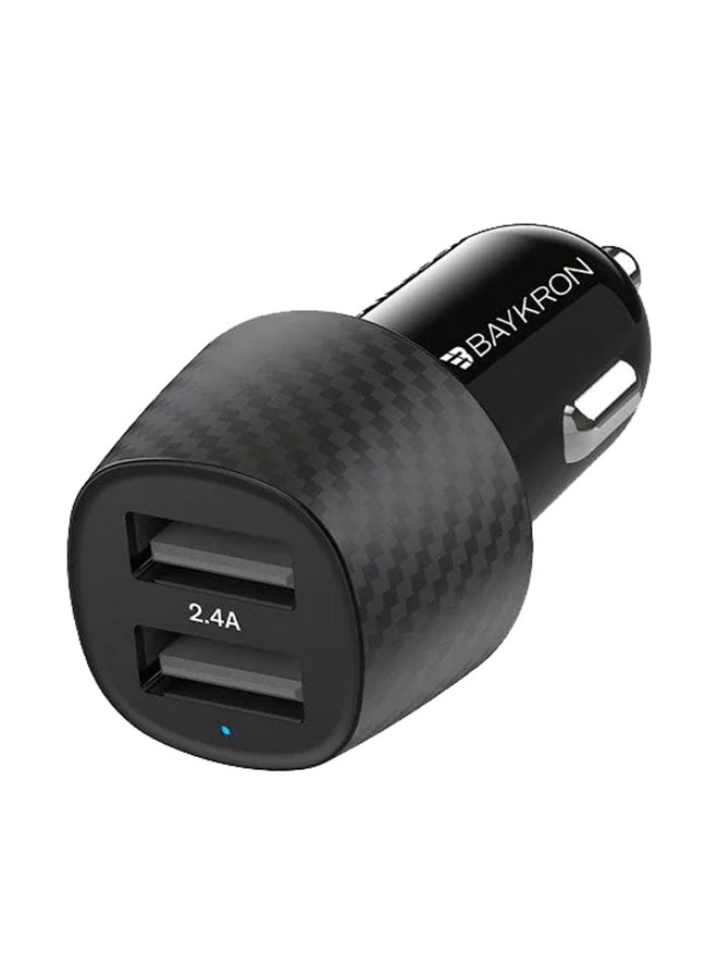 بايكرون Smart 2.4A Car Charger With Dual USB Ports Black - Image 2
