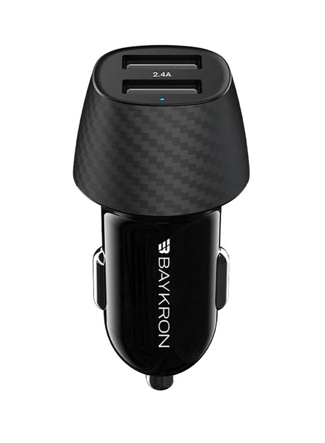 بايكرون Smart 2.4A Car Charger With Dual USB Ports Black - Image 3